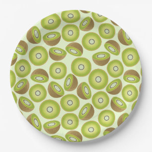 Assiettes En Carton Motif Kiwi coupé