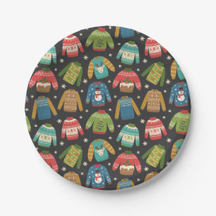 Assiettes En Carton Motif laid de vacances de chandail