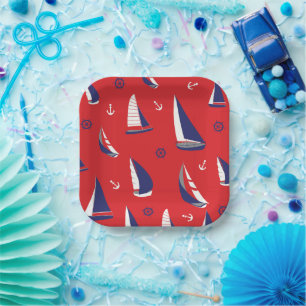 Assiettes En Carton Motif Lean Sailboat