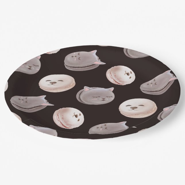 Assiettes En Carton Motif Macaron (Angle)