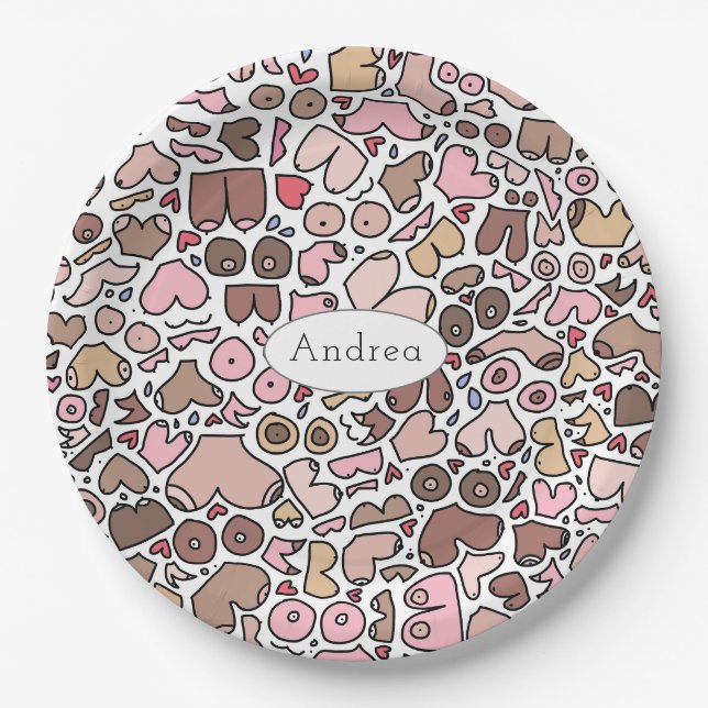 Assiettes En Carton Motif mammaire neutre humour amusant (Devant)