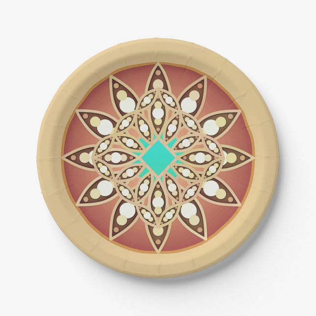 Assiettes En Carton Motif mandala au caramel et au chocolat (Devant)