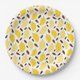 Assiettes En Carton Motif Mango jaune mou