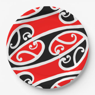 Assiettes En Carton Motif maori 2 de Kowhaiwhai