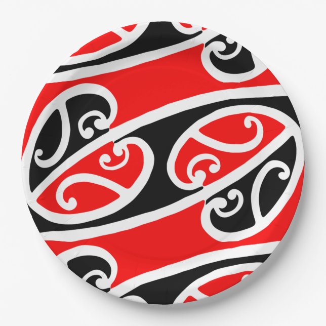 Assiettes En Carton Motif maori 2 de Kowhaiwhai (Devant)
