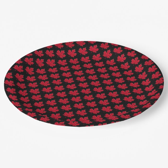 Assiettes En Carton Motif Maple Leaf (Angle)