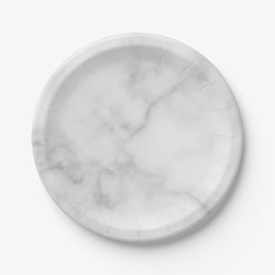 Assiettes En Carton Motif Marbre blanc élégant