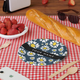 Assiettes En Carton Motif marguerite, marguerites blanches, votre nom
