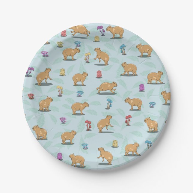 Assiettes En Carton Motif mignon capybara (Devant)