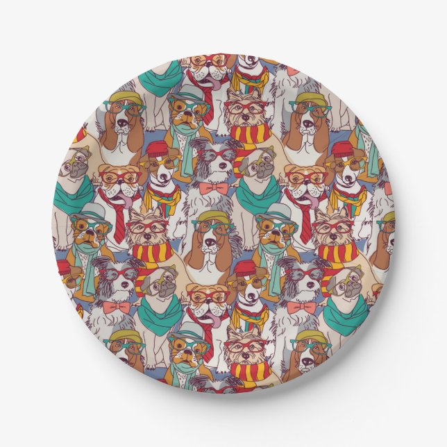 Assiettes En Carton Motif mignon de mode de chiot (Devant)