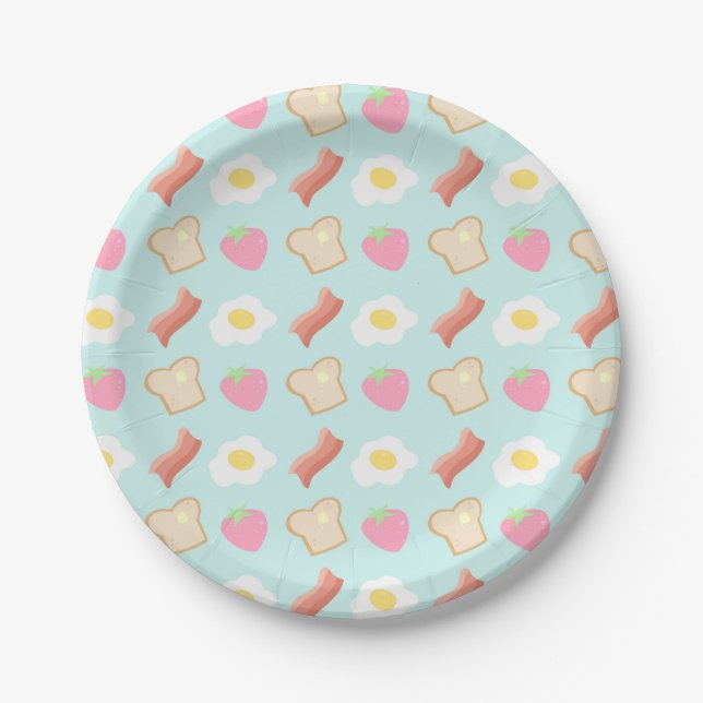 Assiettes En Carton Motif mignon de petit déjeuner (Devant)