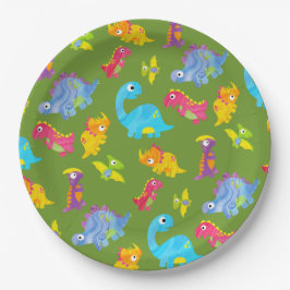 Assiettes En Carton Motif mignon Pour Enfants Green Baby Dinosaur Anni