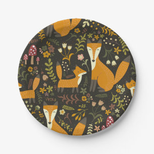 Assiettes En Carton Motif migre Woodland Fox