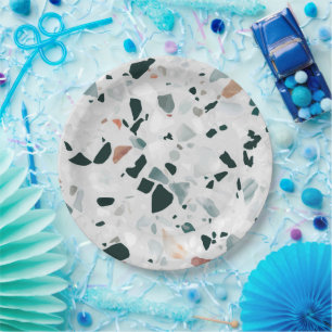 Assiettes En Carton Motif moderne Abstrait Terrazzo