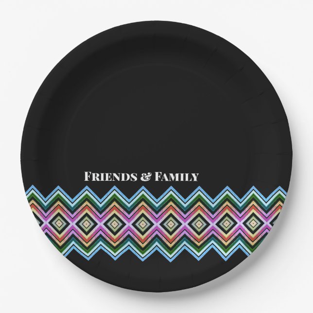 Assiettes En Carton Motif moderne avec noir (Devant)