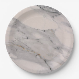 Assiettes En Carton Motif moderne en marbre noir gris rose