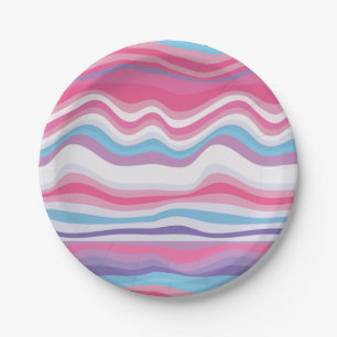Assiettes En Carton Motif moderne Hot rose violet bleu vague