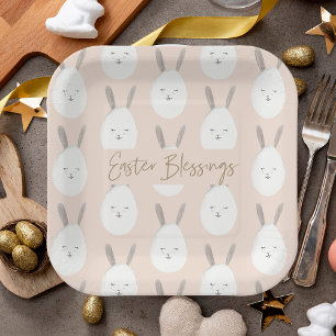 Assiettes En Carton Motif moderne Pastel Bunny Egg   Bénédictions de P
