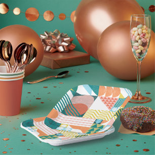 Assiettes En Carton Motif Mondial Géométrique