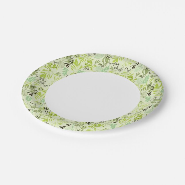 Assiettes En Carton motif montrant des petits oiseaux (Angle)