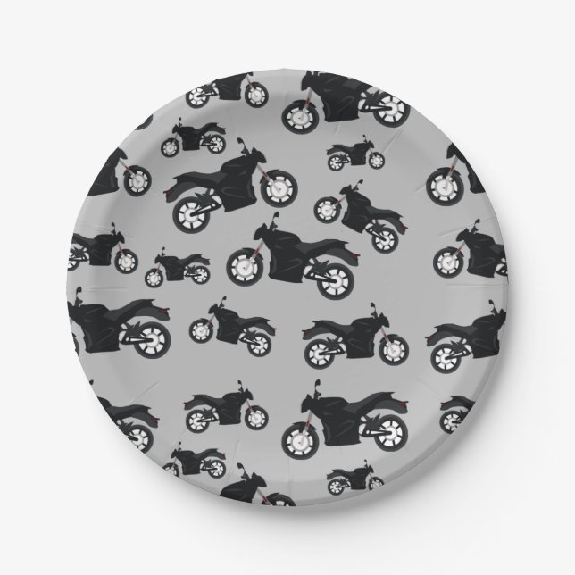 Assiettes En Carton Motif moto (Devant)