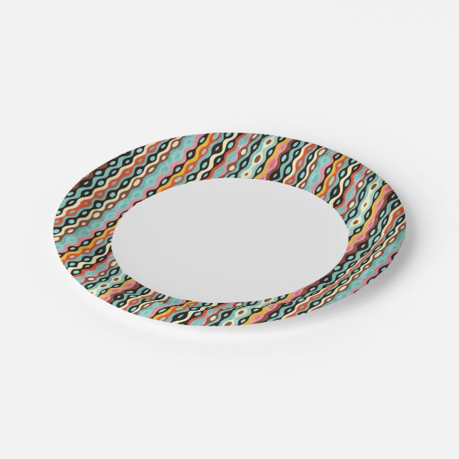 Assiettes En Carton motif multicolore Abstrait (Angle)