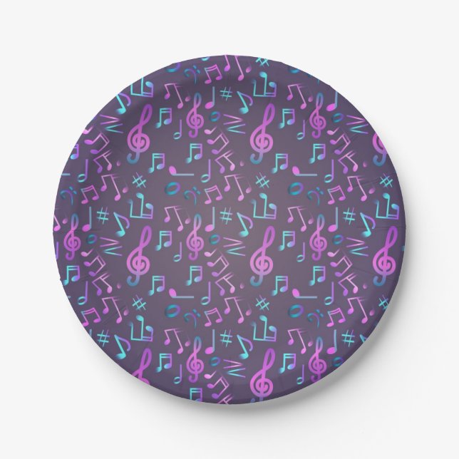 Assiettes En Carton Motif musical (Devant)