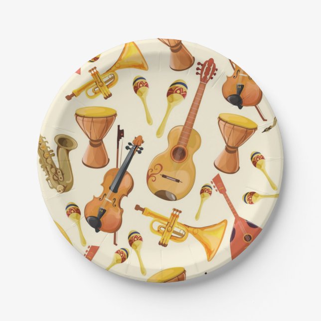 Assiettes En Carton Motif musical (Devant)