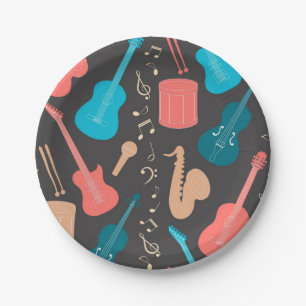 Assiettes En Carton Motif musical