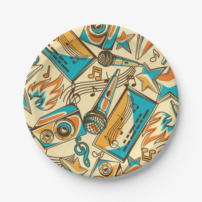 Assiettes En Carton Motif musical (Devant)