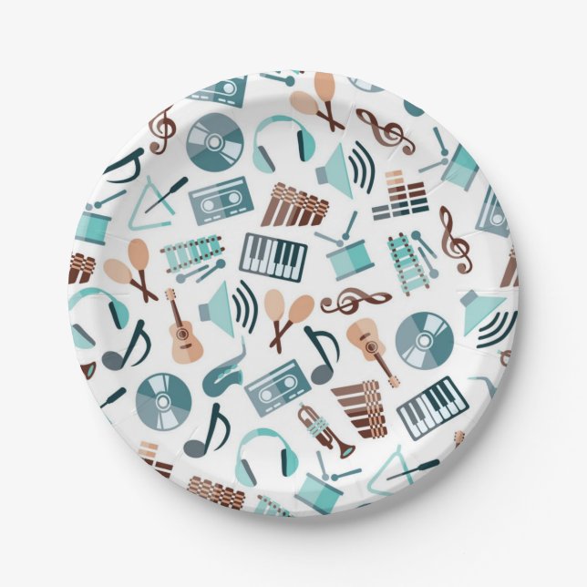 Assiettes En Carton Motif musical (Devant)