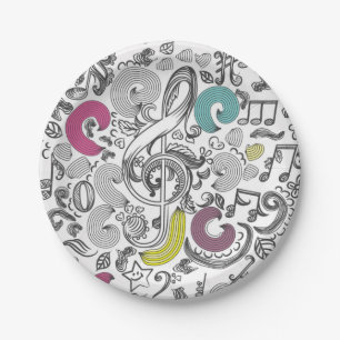Assiettes En Carton Motif musical