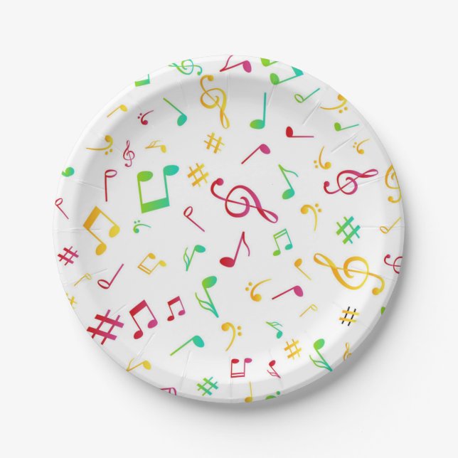 Assiettes En Carton Motif musical (Devant)