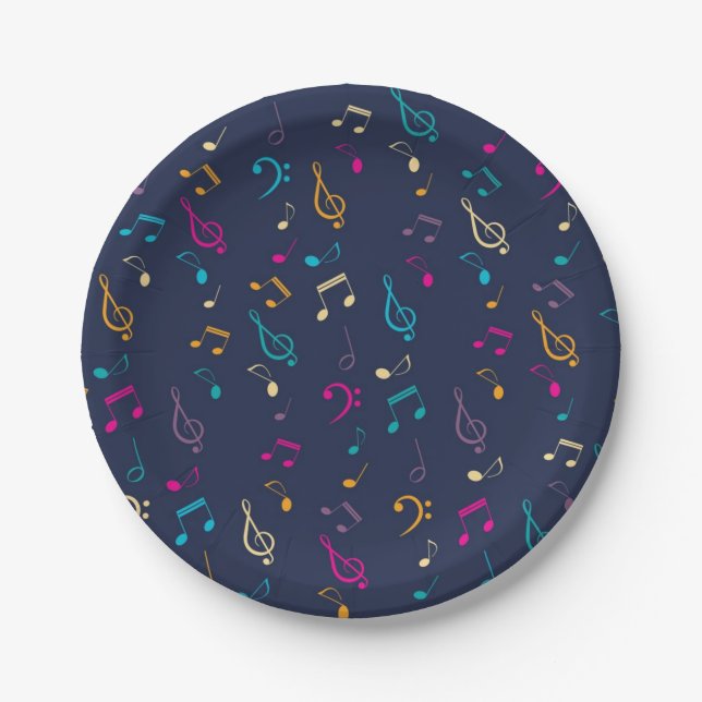 Assiettes En Carton Motif musical (Devant)
