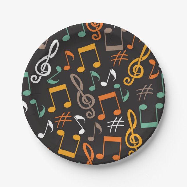 Assiettes En Carton Motif musical (Devant)