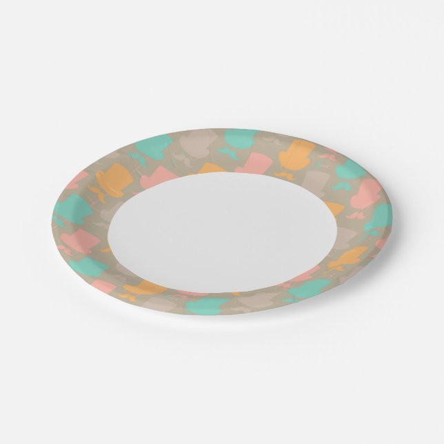 Assiettes En Carton  motif Mustache 2 (Angle)