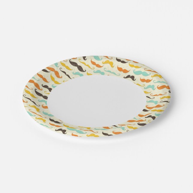 Assiettes En Carton motif Mustache 3 (Angle)