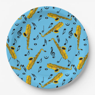 Assiettes En Carton Motif note musique saxophone