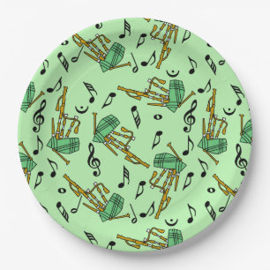 Assiettes En Carton Motif Notes musicales Bagpipe