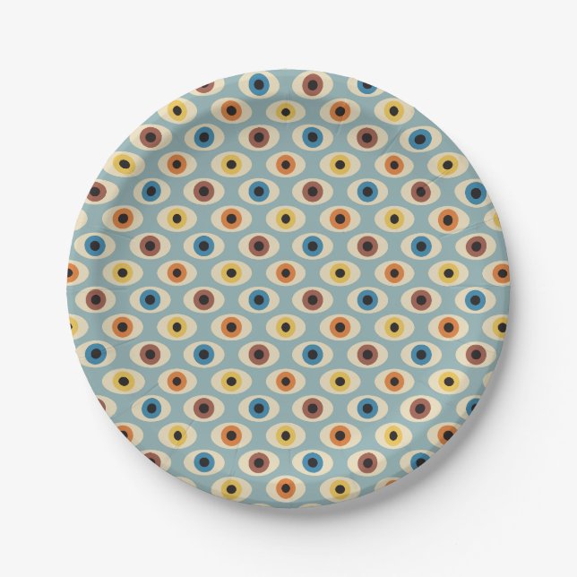 Assiettes En Carton Motif oculaire rétro (Devant)