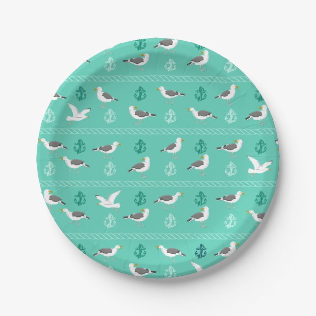ASSIETTES EN CARTON MOTIF OISEAU DE GULL SEAGULLS (Devant)