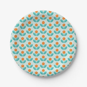 Assiettes En Carton Motif orange géométrique de style scandinave