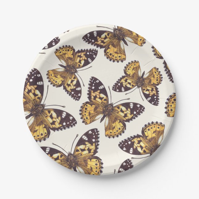 Assiettes En Carton Motif papillon de femme peinte (Devant)