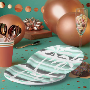 Assiettes En Carton Motif Pastel Mint Green Grey