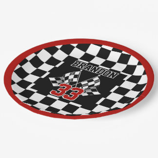 Assiettes En Carton Motif personnalisé drapeau à damier noir et blanc
