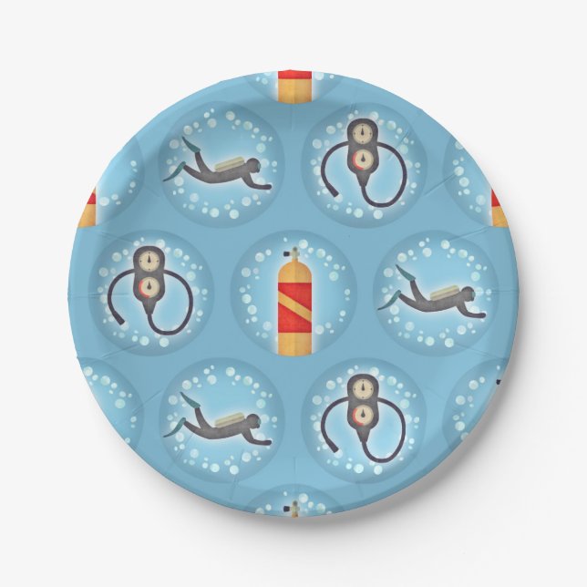Assiettes En Carton Motif plongée sous-marine - Cute Scuba Thème (Devant)