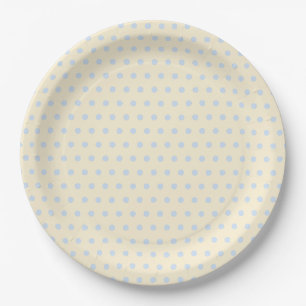 Assiettes En Carton Motif Points Bleus pour Baby Shower