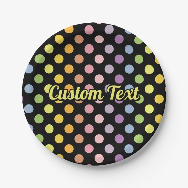 Assiettes En Carton Motif Pois Rainbow (Devant)