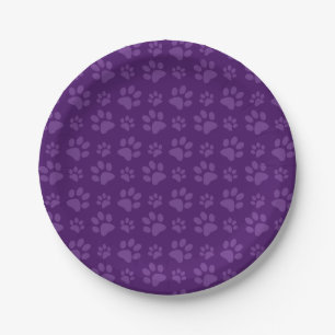 Assiettes En Carton Motif pourpre d'empreinte de patte de chien