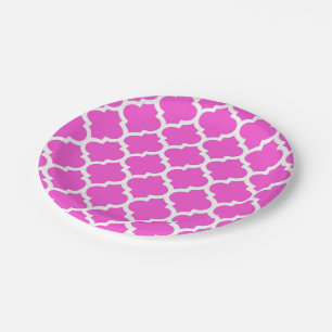 Assiettes En Carton Motif Quatrefoil Marocain Rose chaud #5